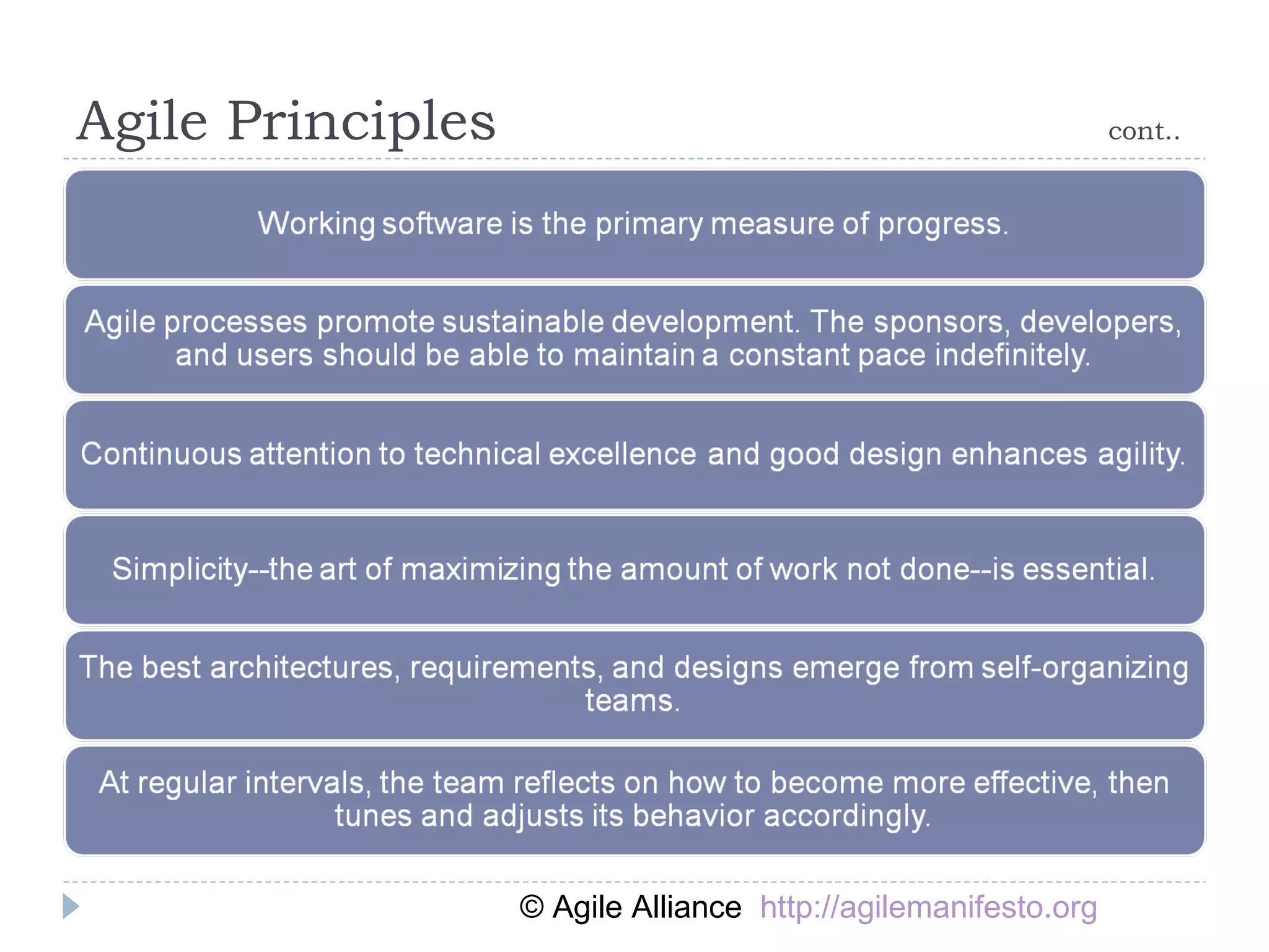 Agile Principles    cont.. © Agile Alliance  http://agilemanifesto.org 