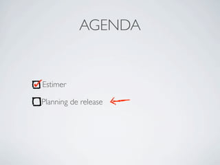 AGENDA


Estimer

Planning de release
 