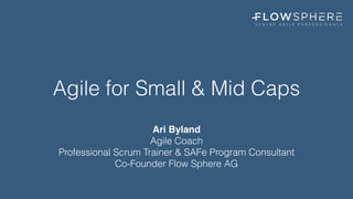 Agile for Small & Mid Caps
Ari Byland
Agile Coach  
Professional Scrum Trainer & SAFe Program Consultant 
Co-Founder Flow Sphere AG
 