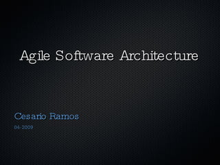 Agile Software Architecture ,[object Object],[object Object]