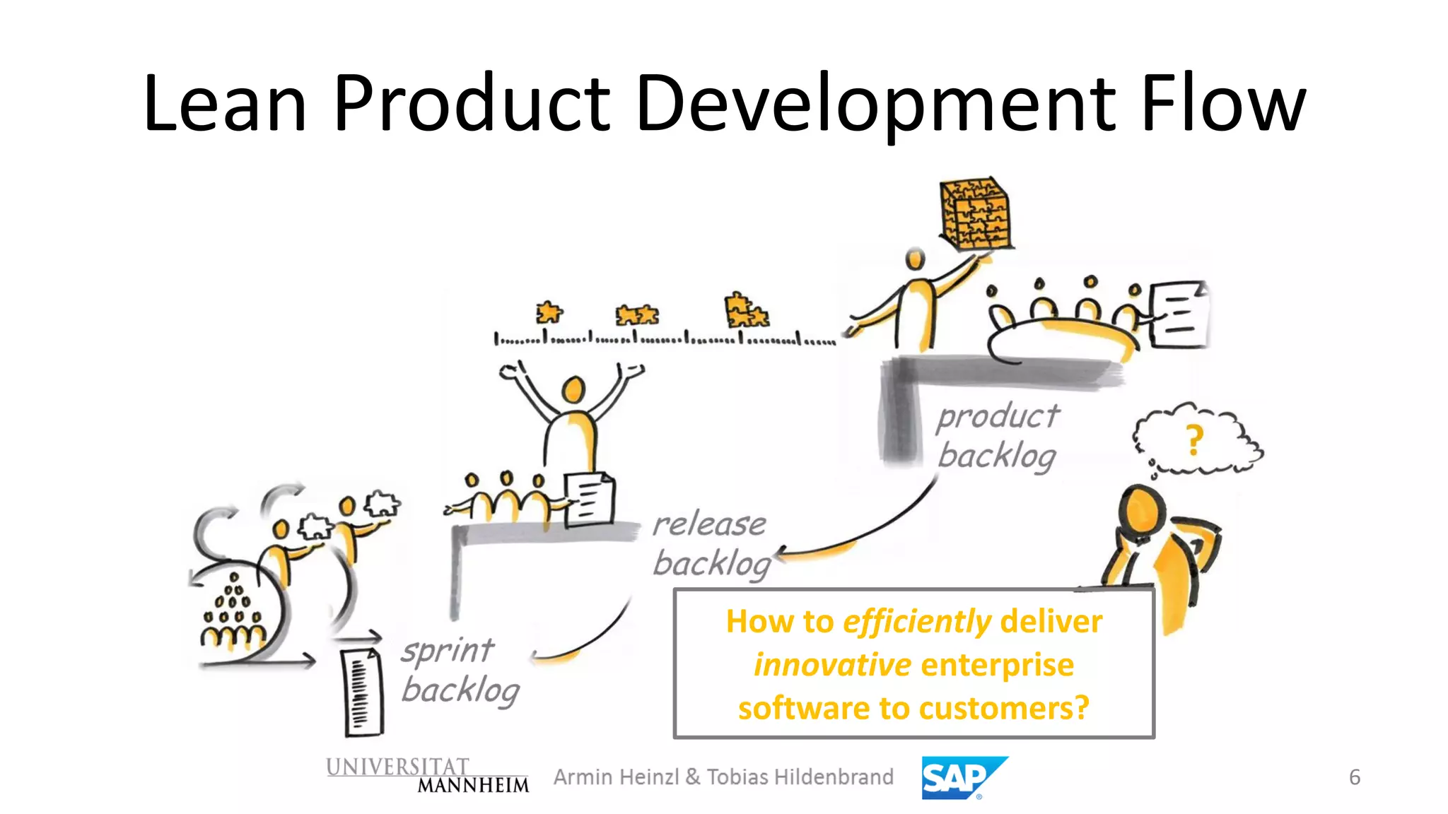 Lean Product Development Flow




              How to efficiently deliver
                innovative enterprise
               software to customers?
                                           6
 