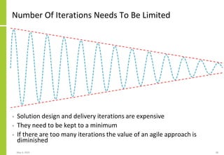 Number Of Iterations Needs To Be Limited
• Solution design and delivery iterations are expensive
• They need to be kept to a minimum
• If there are too many iterations the value of an agile approach is
diminished
May 4, 2020 38
 