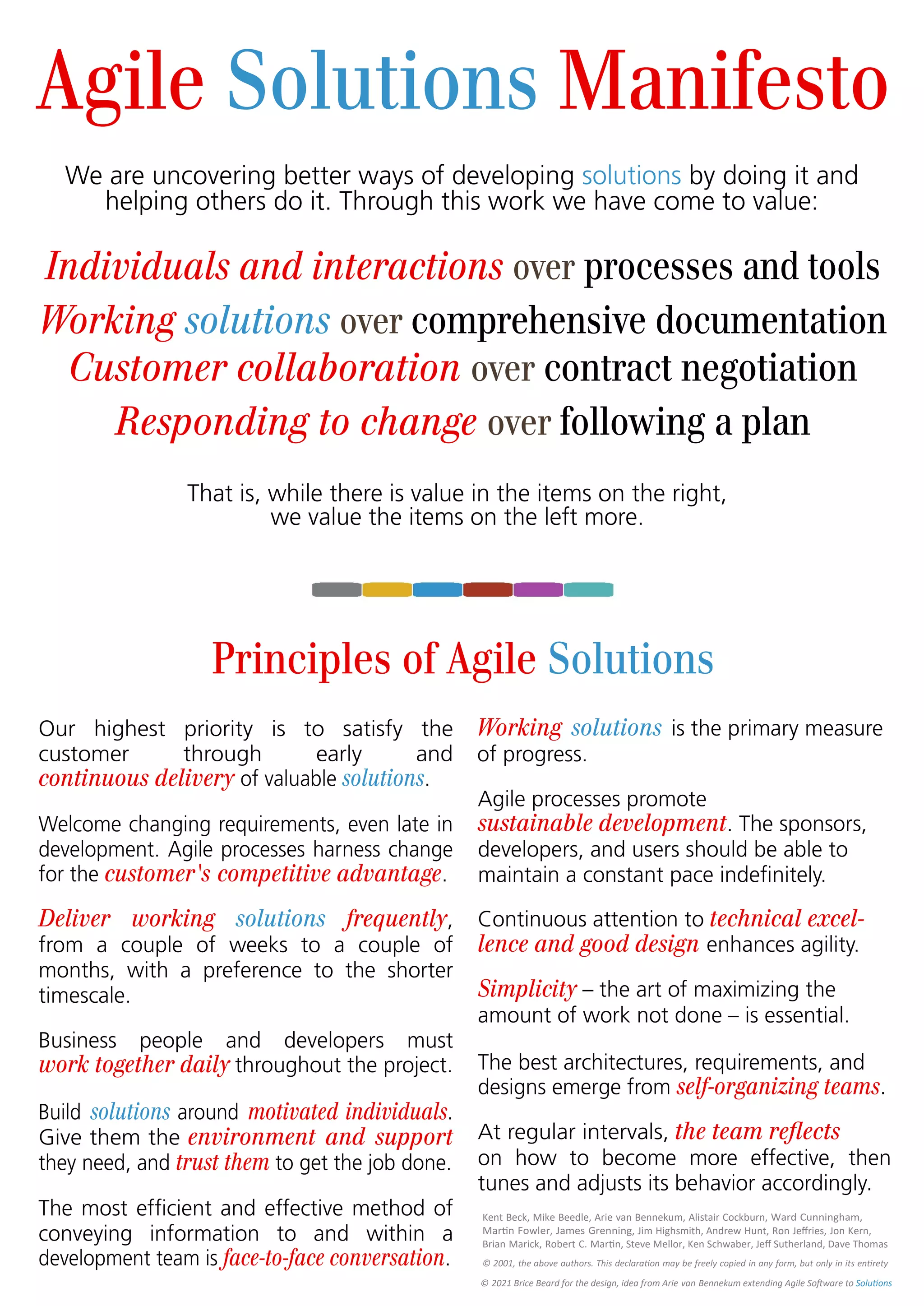 Agile Solutions Manifesto
