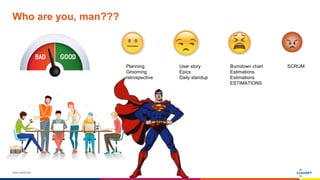 www.luxoft.com
Planning
Grooming
retrospective
User story
Epics
Daily standup
Burndown chart
Estimations
Estimations
ESTIMATIONS
SCRUM
Who are you, man???
 