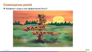 www.luxoft.com
Совмещение ролей
Конфликт: когда и кем эффективнее быть?
 