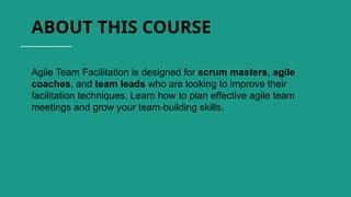 Agile Facilitation and Team Management for Software teams and more | PPTX