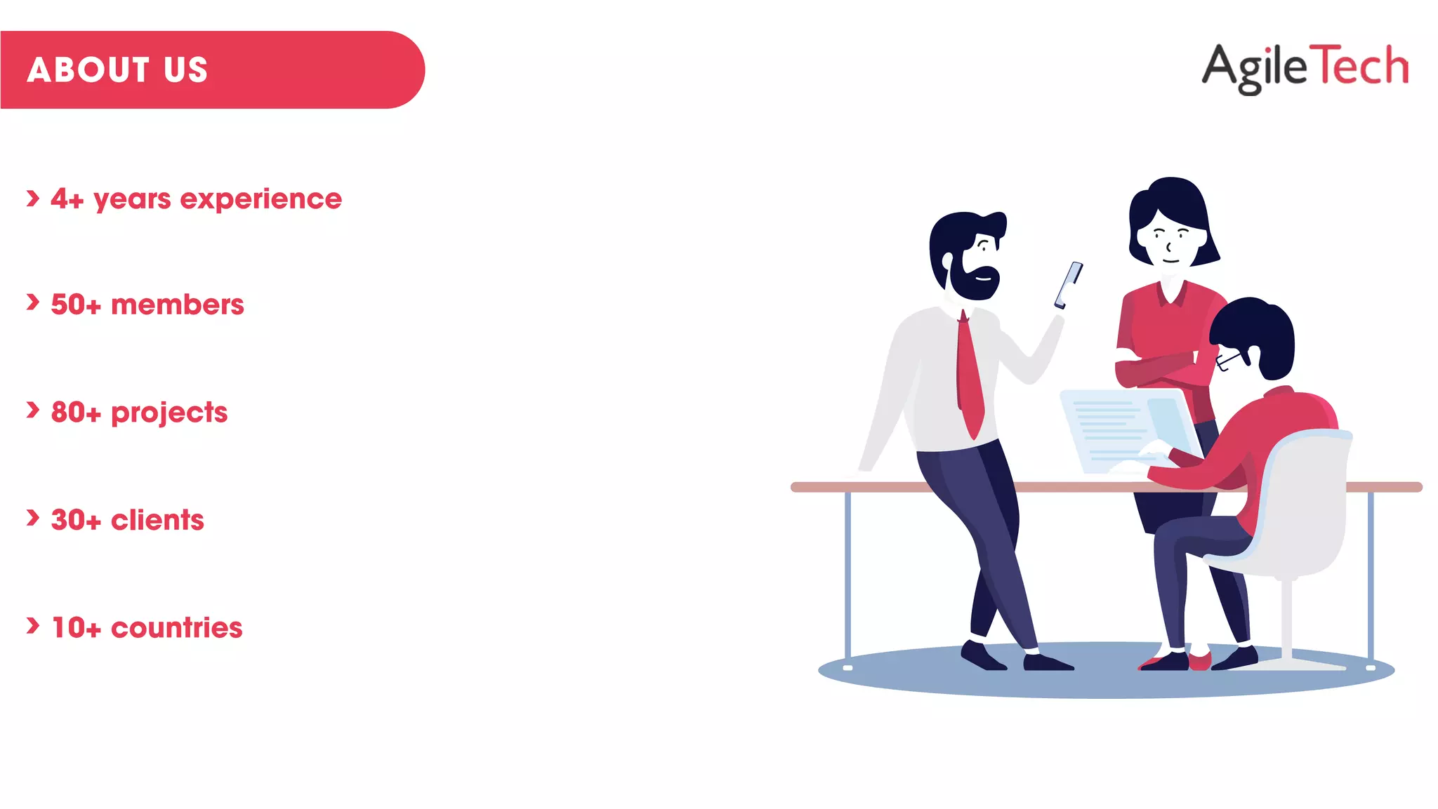 4+ years experience
50+ members
80+ projects
30+ clients
10+ countries
 