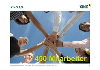 XING AG
4Agile Testautomatisierung im XING Mobile Team | Daniel Knott @dnlkntt | Hamburg, 16.04.2012
 
