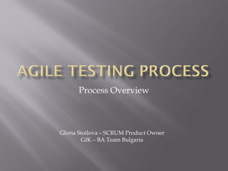 Process Overview
Gloria Stoilova – SCRUM Product Owner
GfK – BA Team Bulgaria
 