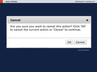 AGILE TESTING @fadistephan | kaizenko.com
Credit: John Bellomy
 