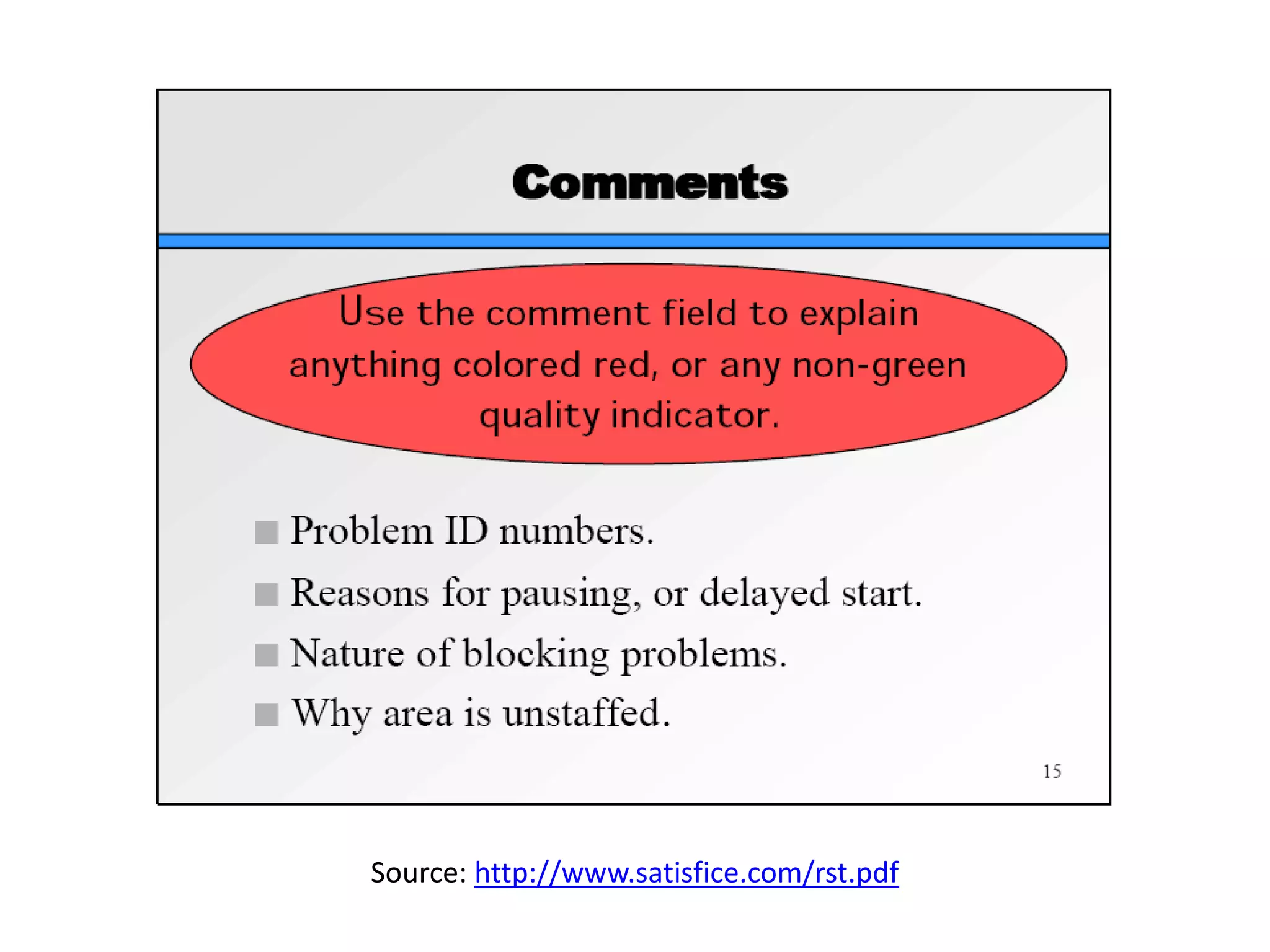 Comments




Source: http://www.satisfice.com/rst.pdf
 