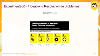 ChaosMonkey | Derechos Reservados | www.chaosmonkey.la
Experimentación / Ideación / Resolución de problemas
21
Design Process
 