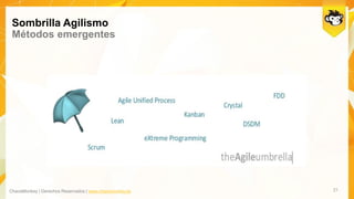 ChaosMonkey | Derechos Reservados | www.chaosmonkey.la
Sombrilla Agilismo
Métodos emergentes
21
 