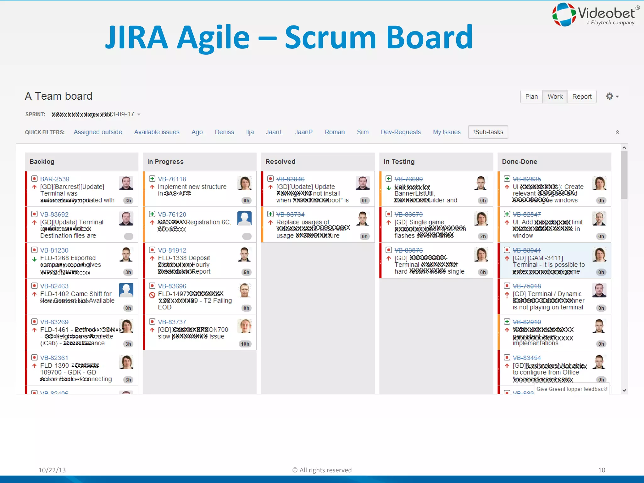 JIRA Agile – Scrum Board

10/22/13

© All rights reserved

10

 