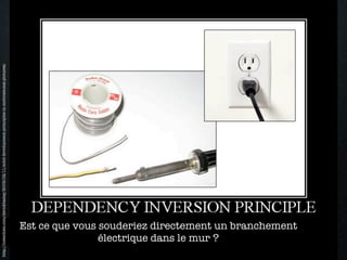http://lostechies.com/derickbailey/2009/02/11/solid-development-principles-in-motivational-pictures/




                      électrique dans le mur ?
      Est ce que vous souderiez directement un branchement
 