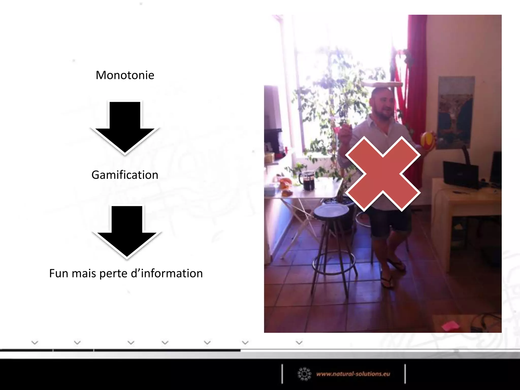 Gamification
Fun mais perte d’information
Monotonie
 