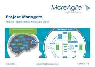 Project Managers
And their changing role in the Agile World
Graham Dick graham.dick@moreagile.co.uk +44 7717437478
 