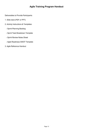 Agile_Training_Handout for basic training on agile process | PDF