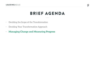 99
• Deciding the Scope of the Transformation
• Deciding Your Transformation Approach
• Managing Change and Measuring Progress
BRIEF AGENDA
 