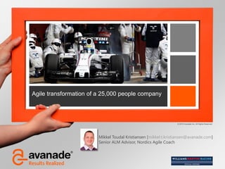 © 2015 Avanade Inc. All Rights Reserved.
Agile transformation of a 25,000 people company
Mikkel Toudal Kristiansen [mikkel.t.kristiansen@avanade.com]
Senior ALM Advisor, Nordics Agile Coach
 