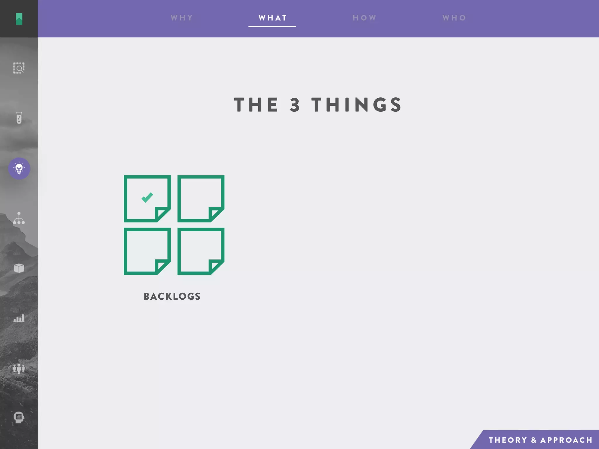 T H E 3 T H I N G S
BACKLOGS
 