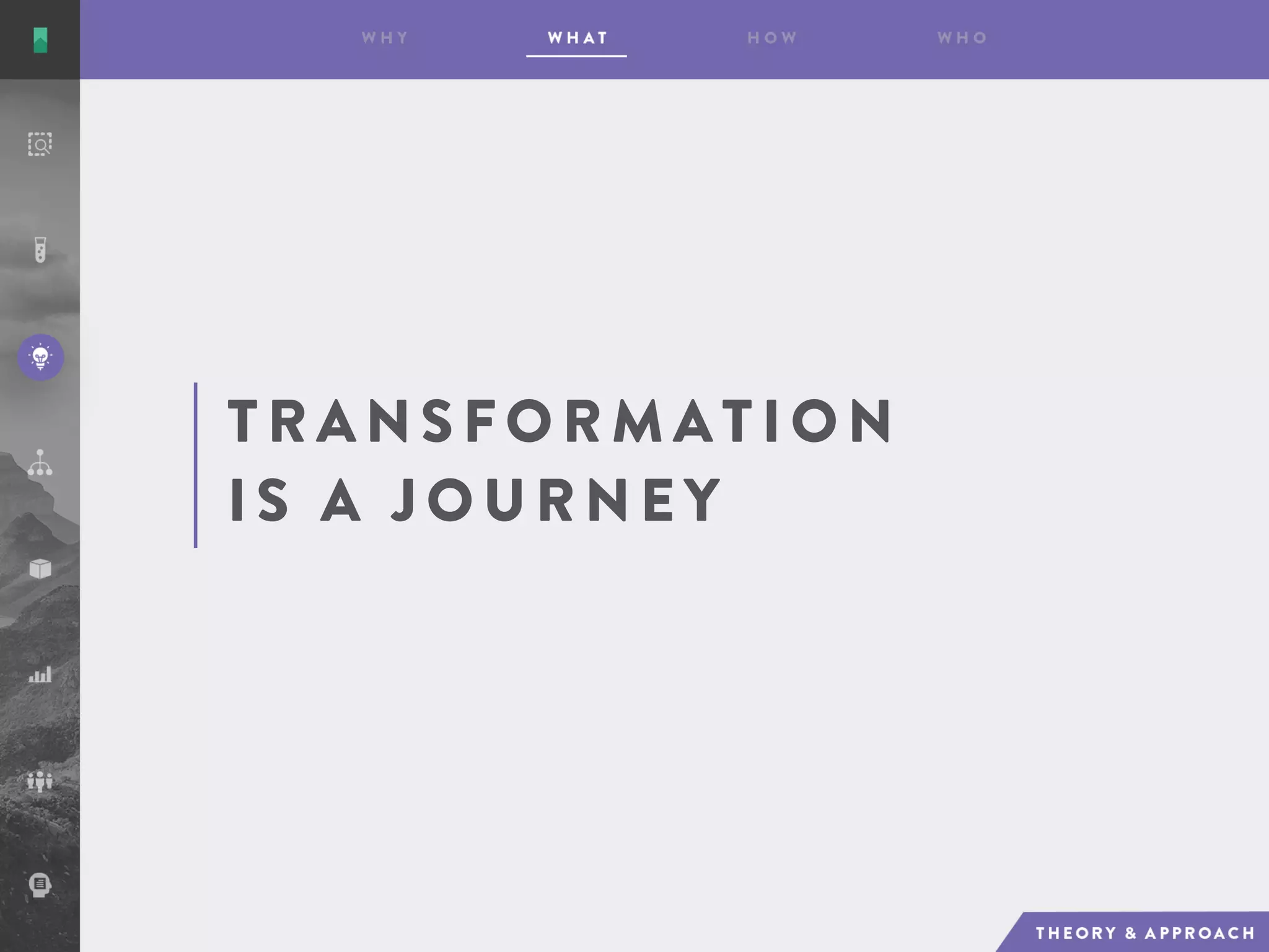 T R A NS F O R M A T I O N
I S A J O U RNEY
 