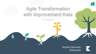 1
Agile Transformation
with Improvement Kata
The Workshop
Hiroshi Hiromoto
@hhiroshi
 
