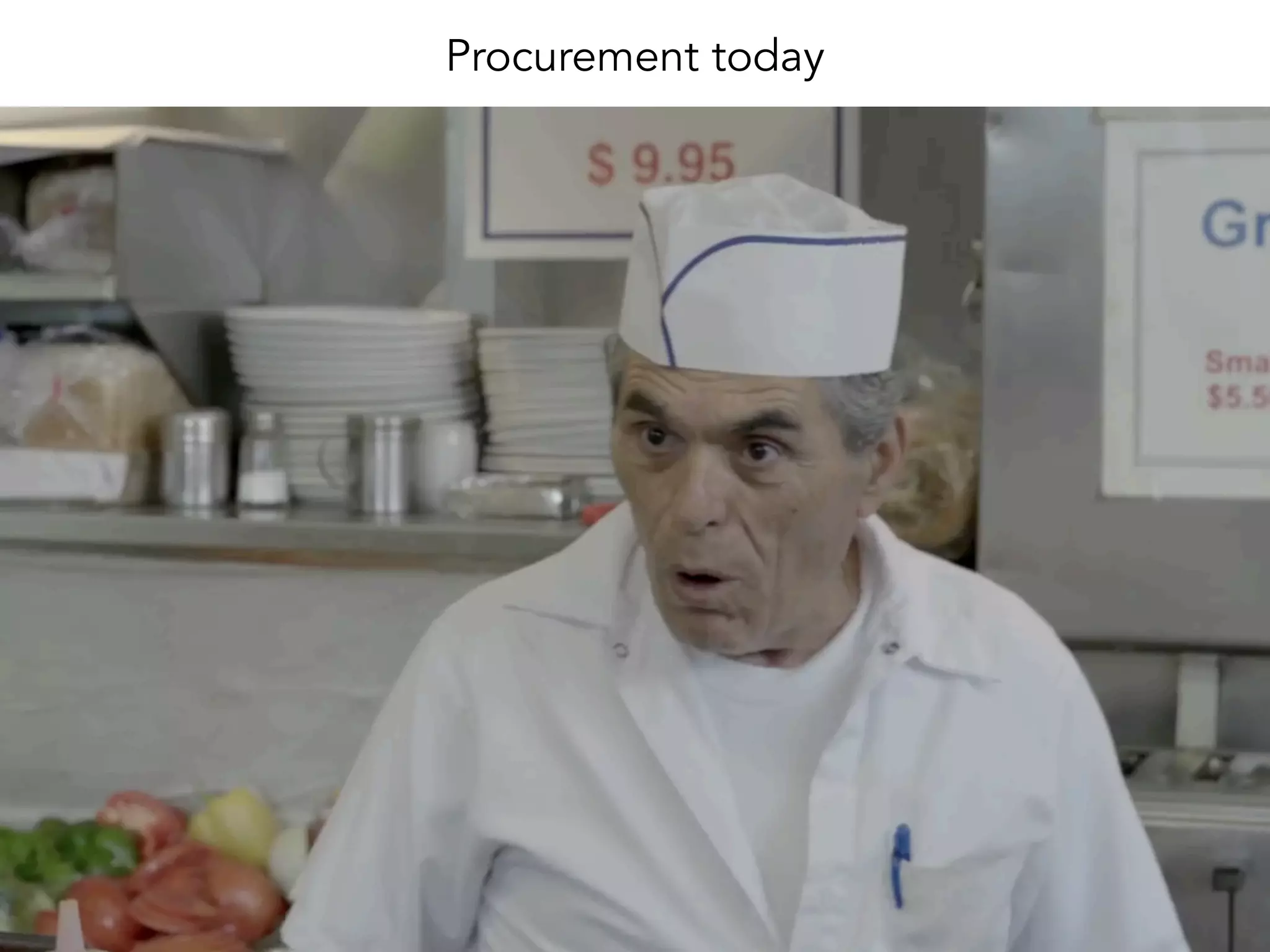 Procurement today
Source: https://www.youtube.com/watch?v=essNmNOrQto
 