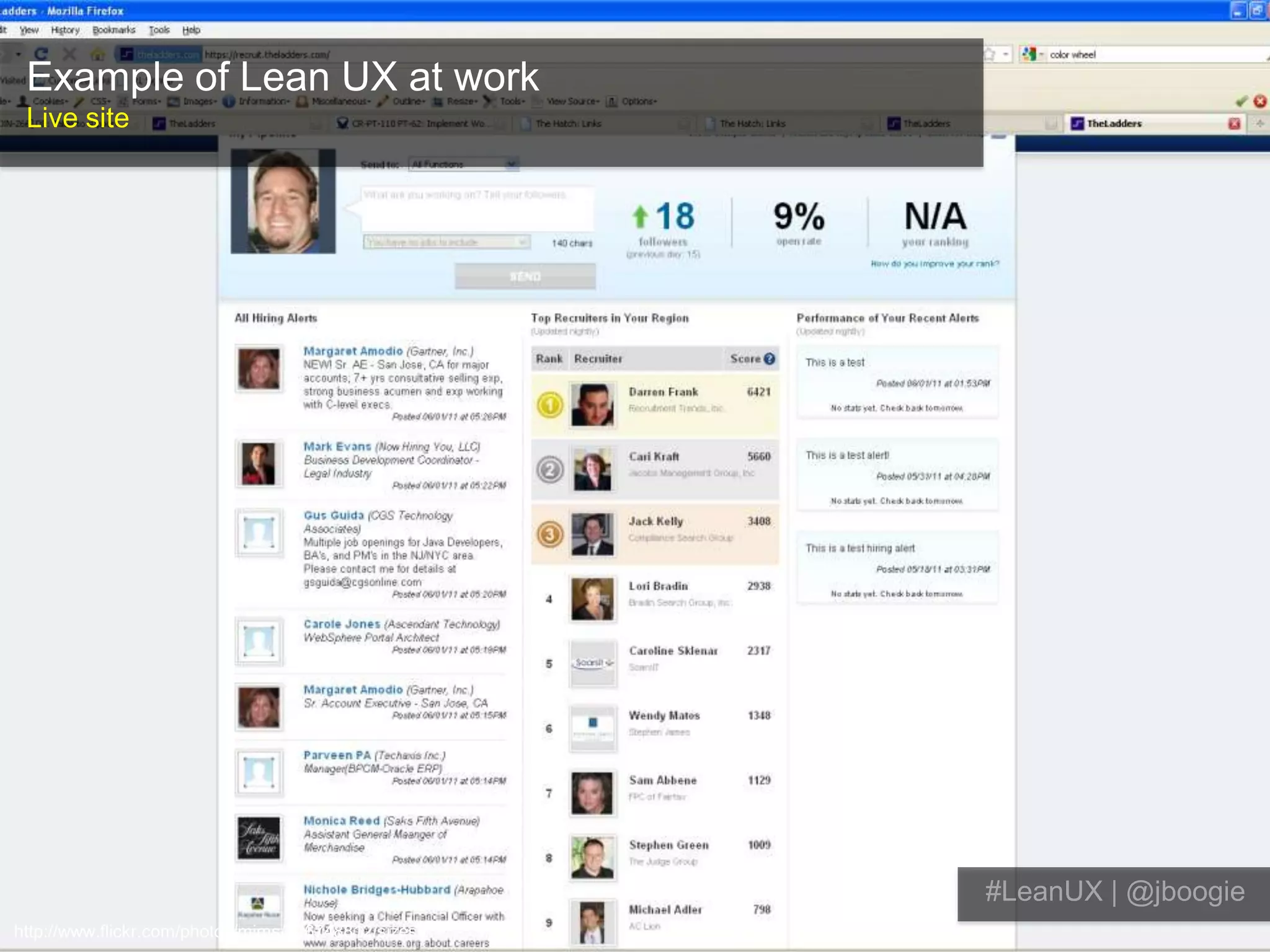 Example of Lean UX at workLive site#LeanUX | @jboogiehttp://www.flickr.com/photos/mims/326748812/sizes/l/