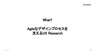 hat? 
 
Agileなデザインプロセスを 
支える esearch 
 