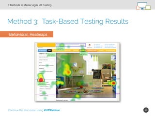 41!
Method 3: Task-Based Testing Results
3 Methods to Master Agile UX Testing!
Behavioral: Heatmaps
Continue the discussio...