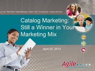 E-mail • Direct Mail • Digital Marketing • Sales Tools • Funding Data • Creative Services
April 25, 2013
Catalog Marketing:
Still a Winner in Your
Marketing Mix
 