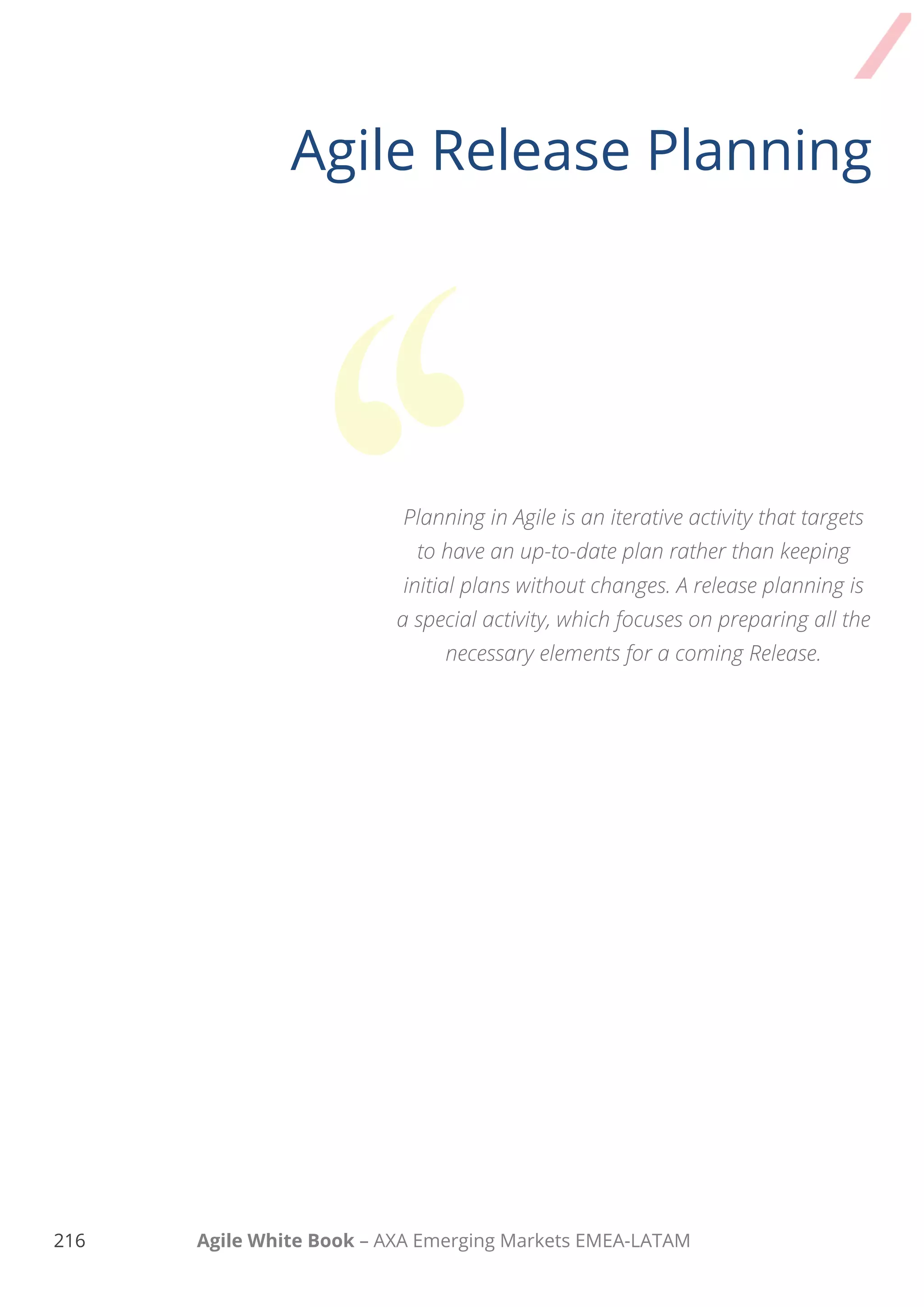 206 Agile White Book – AXA Emerging Markets EMEA-LATAM
HOW TO PREPARE a release
 