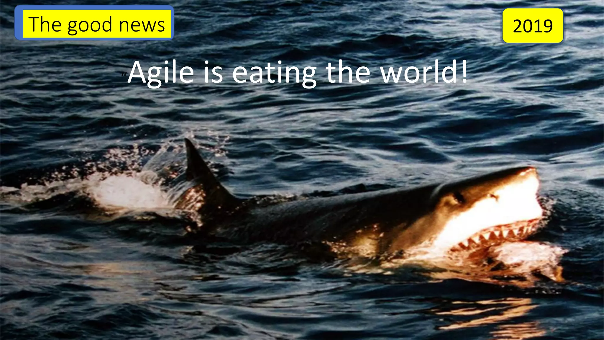 “Agile is eating the world!
The good news. 2019
 
