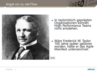 Was der Mann gemacht hat, hat Peter F. Drucker mal gut zusammengefasst:
Durch Management-Methoden die Produktivität der Industrie um den Faktor 50
gesteigert.
Das war die große Leistung des 20 Jahrhunderts.
Der Punkt ist, und das hat Peter F. Drucker auch gesagt:
Im 21. Jahrhundert muss so eine Steigerung im Bereich der Wissensarbeit geschehen.
Deshalb glaube ich, dass ein Taylor heute das Agile Manifest unterzeichnet hätte.
5
 