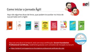 Aqui vai uma dica! A Certiprof, está com essa certificação: Scrum Foundation
Professional Certificate, totalmente gratuita com conceitos de iniciação no Scrum!
Como iniciar a jornada Ágil!
Aqui vão algumas dicas de livros, que podem te auxiliar no inicio de
sua jornada com o Agile:
💻 https://certiprof.com/pages/scrum-foundations-professional-certificate-sfpc-ptbr
 