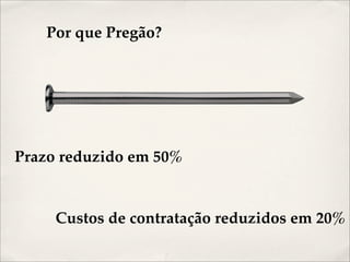 Por que Pregão?




Prazo reduzido em 50%


     Custos de contratação reduzidos em 20%
 