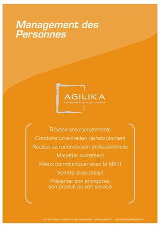Agilika  - Catalogue de Formations 2016