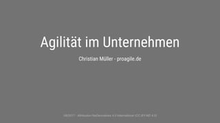 Agilität im Unternehmen
Christian Müller - proagile.de
08/2017 - Attribution-NoDerivatives 4.0 International (CC BY-ND 4.0)
 
