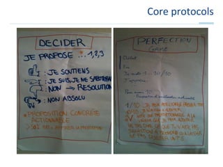 Résolution de problèmeFaire moins de la même choseVélocitéOn corrige beaucoup de bugs pendant l’itérationAugmentation du rythmeRetour à un rythme soutenablePremière étape :Ralentir et arrêter d’accumuler de la dette techniqueDeuxième étape :Diminution de la dette et apports de plus de valeur métierTemps