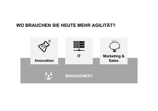 MANAGEMENT
WO BRAUCHEN SIE HEUTE MEHR AGILITÄT?
Innovation
IT Marketing &
Sales
 