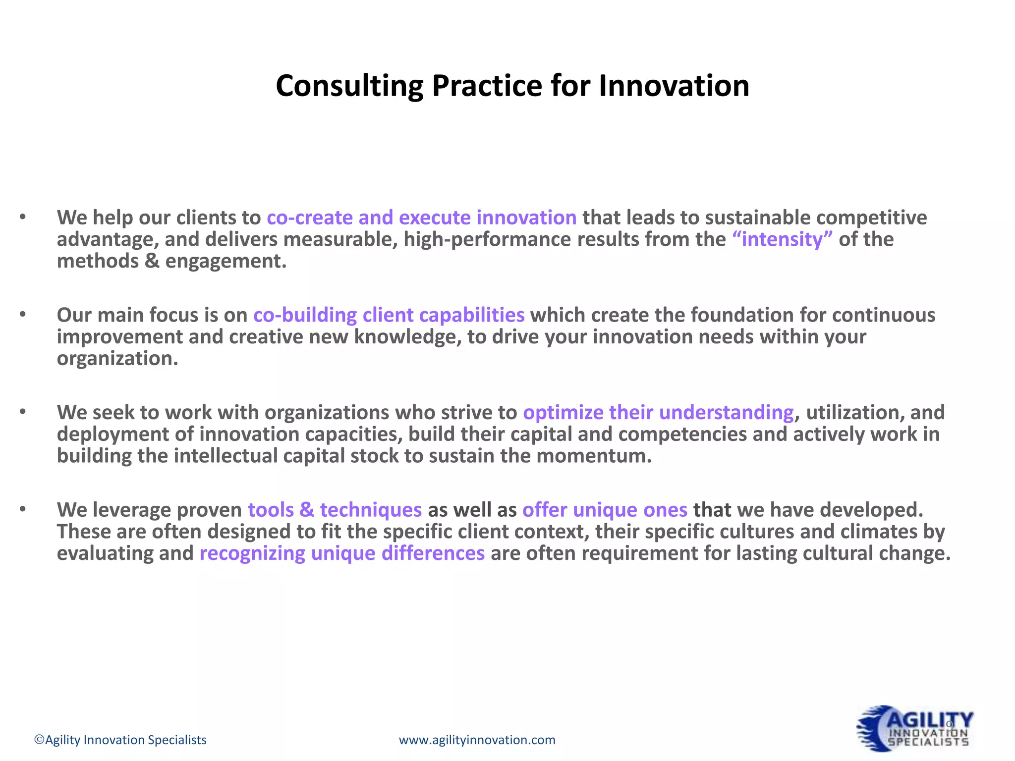 Agility  About Our Approach