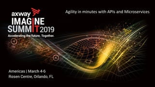 Americas | March 4-6
Rosen Centre, Orlando, FL
Agility in minutes with APIs and Microservices
 