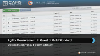 Agility Measurement: In Quest of Gold Standard
Oleksandr Zhebryakov & Vadim Izdebskiy
 