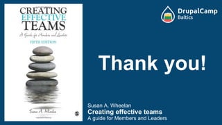 Thank you!
Susan A. Wheelan
Creating effective teams
A guide for Members and Leaders
 