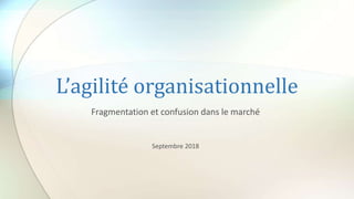 L’agilité organisationnelle
Fragmentation et confusion dans le marché
Septembre 2018
 
