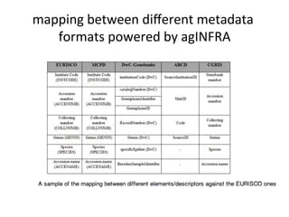 mapping
between
different
metadata
formats
powered
by
agINFRA