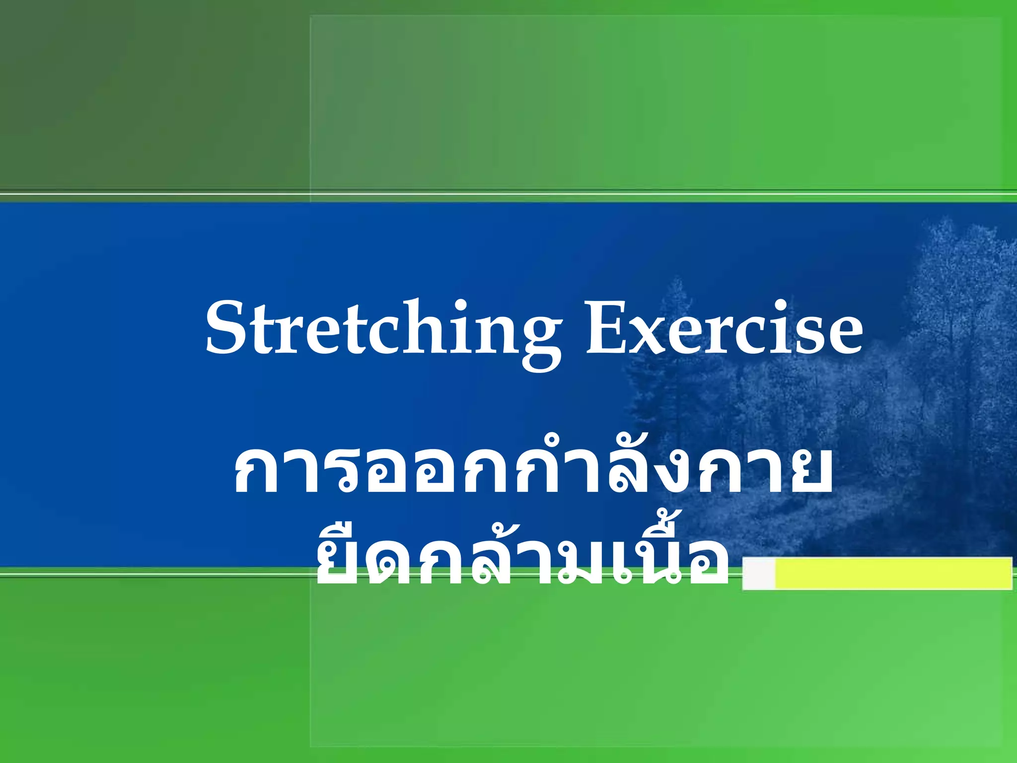 Stretching Exercise การออกกำลังกายยืดกล้ามเนื้อ   
