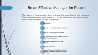 Be an Effective Manager for People
“The majority of communication about business is funneled through your managers.
When e...