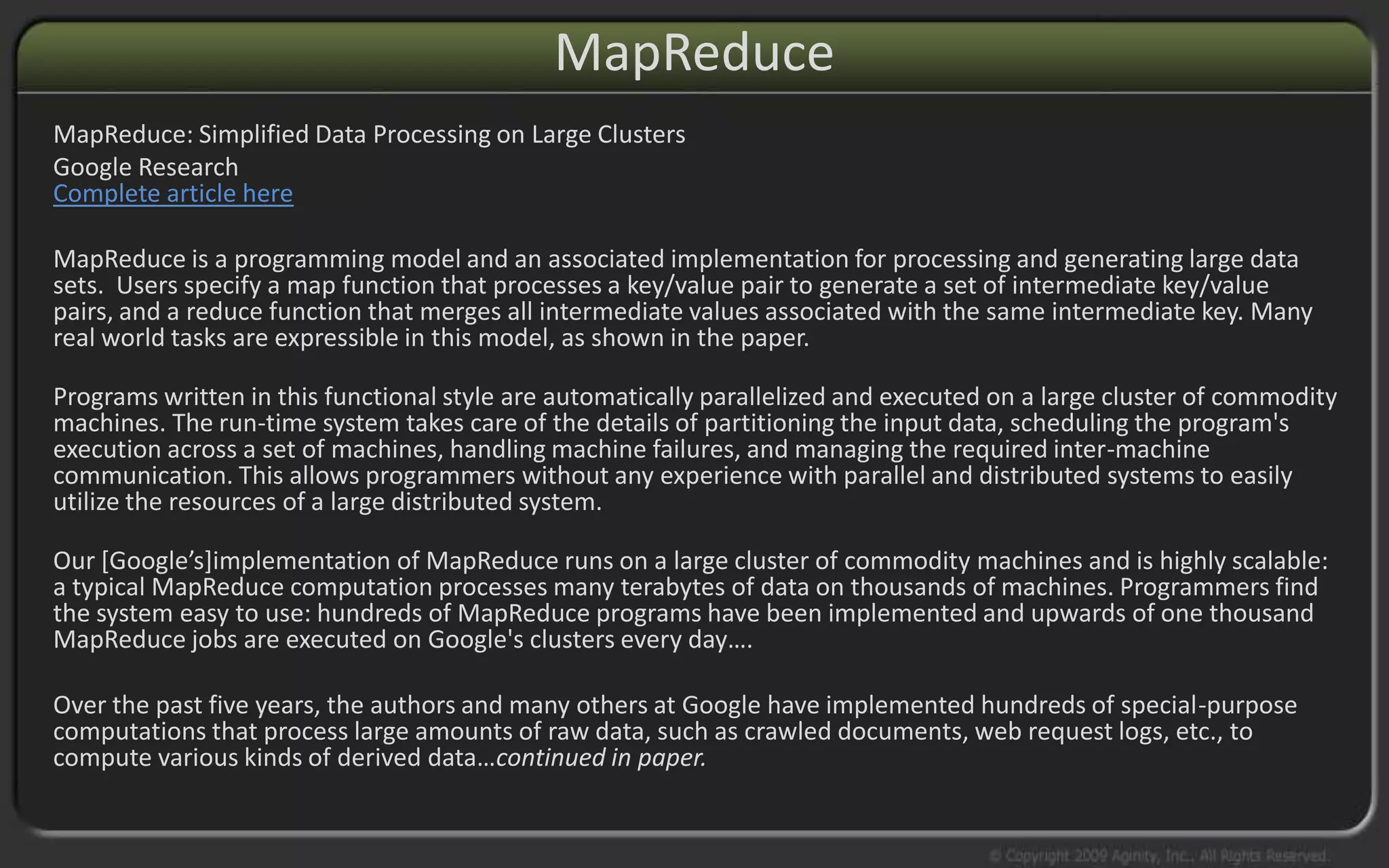 Aginity Big Data Research Lab V3